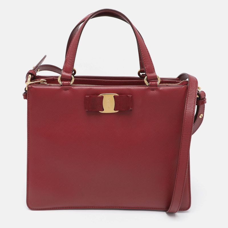 Salvatore Ferragamo Tracy Burgundy Leather Shoulder Bag